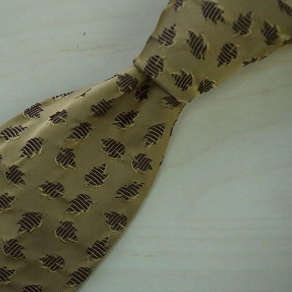 Salvatore Ferragamo Peanut Fall Leaves Floral Tie